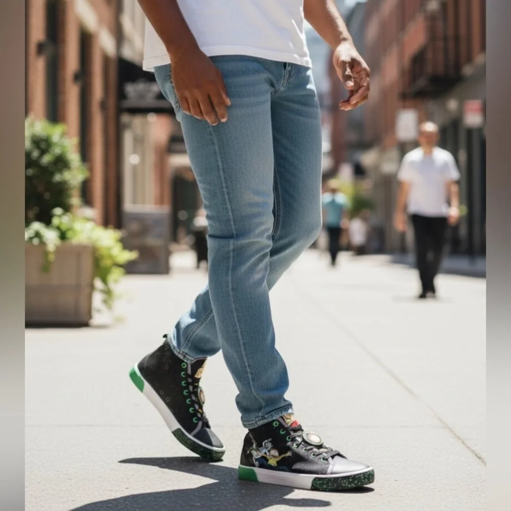 🚀Rick & Morty High Top Sneakers Men’s Black Size 8 Portal Galaxy Adult Swim